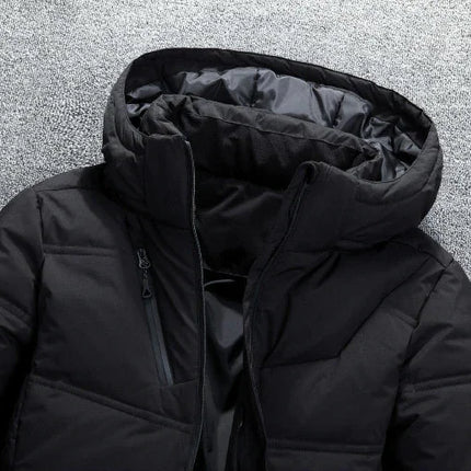 Men's Winter Jacket Polyester with Removable Hood