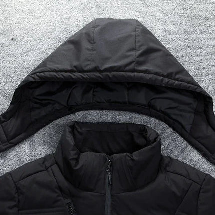Men's Winter Jacket Polyester with Removable Hood