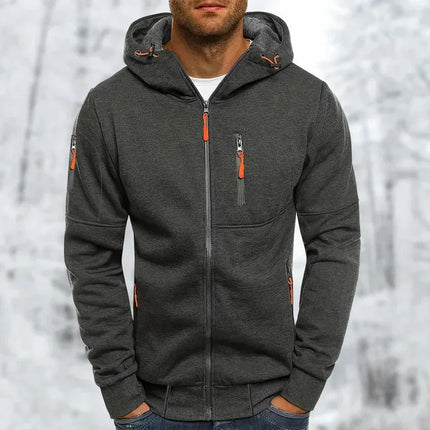 Men's Hooded Jacket High-Quality Fabric with Zipper
