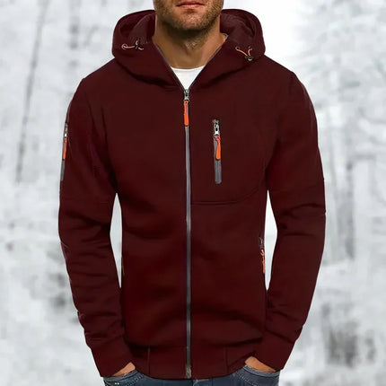 Men's Hooded Jacket High-Quality Fabric with Zipper