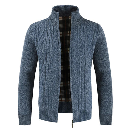 Men's Zippered Cable Knit Cardigan