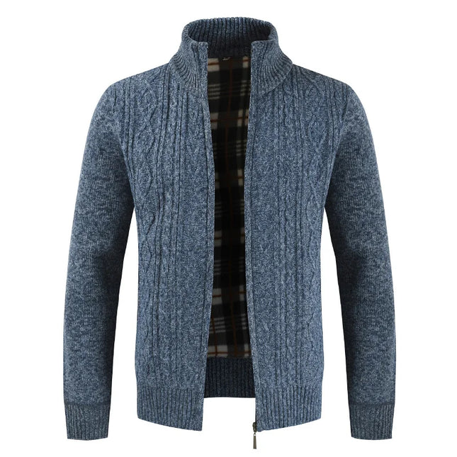 Men's Zippered Cable Knit Cardigan