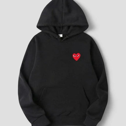 Women's Casual Pullover Hoodie with Embroidered Heart Design