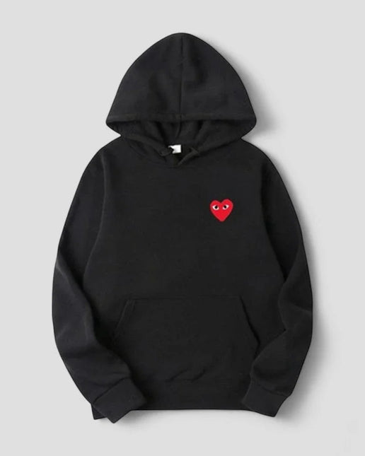 Women's Casual Pullover Hoodie with Embroidered Heart Design