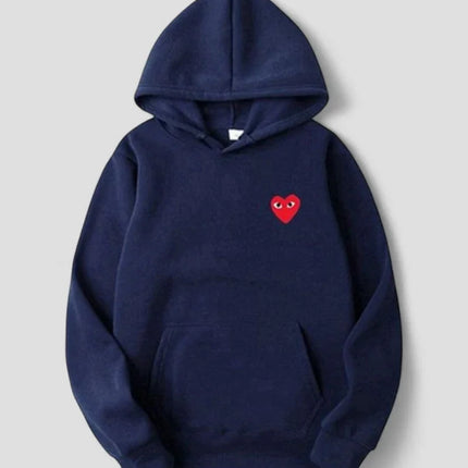 Women's Casual Pullover Hoodie with Embroidered Heart Design