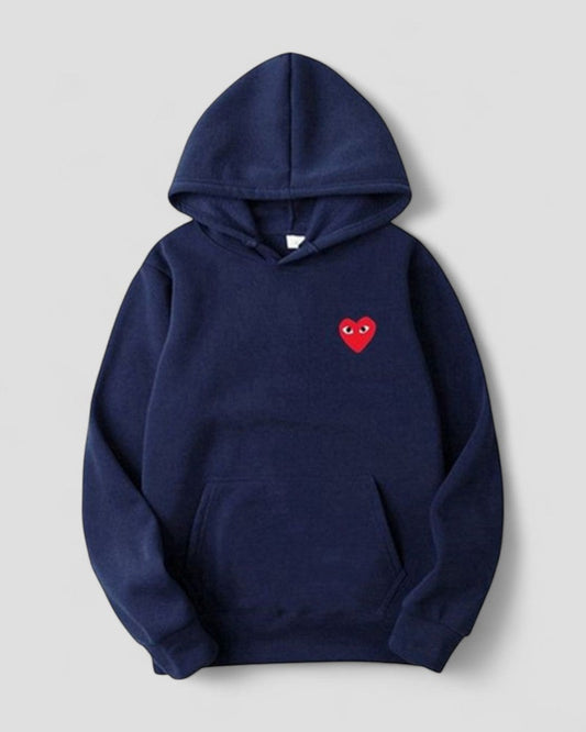 Women's Casual Pullover Hoodie with Embroidered Heart Design