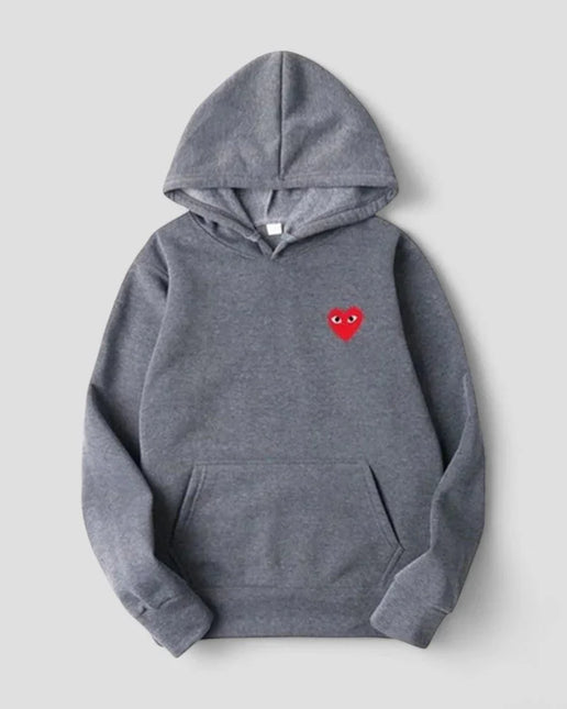 Women's Casual Pullover Hoodie with Embroidered Heart Design