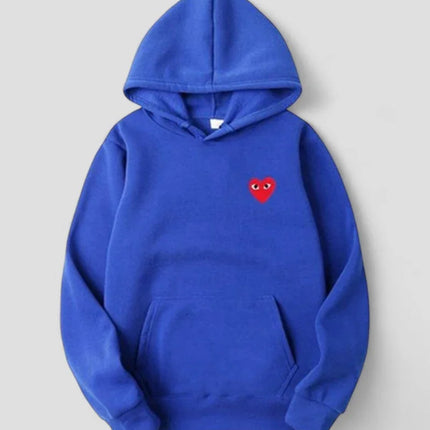 Women's Casual Pullover Hoodie with Embroidered Heart Design