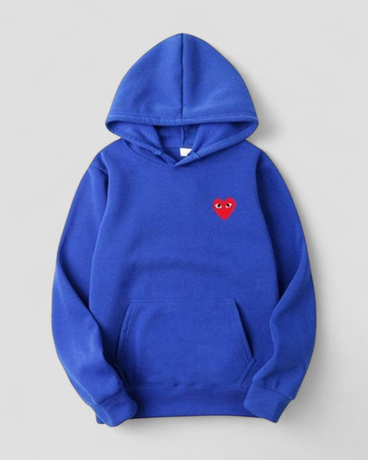 Women's Casual Pullover Hoodie with Embroidered Heart Design