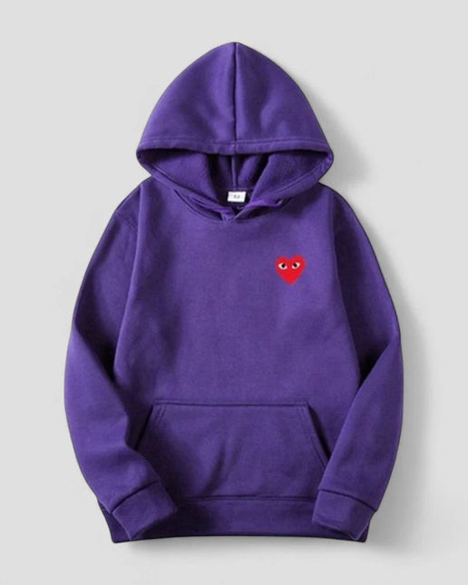 Women's Casual Pullover Hoodie with Embroidered Heart Design