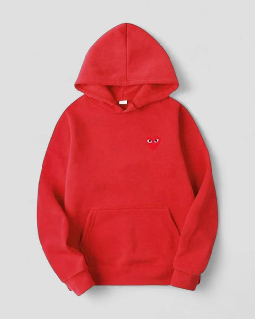 Women's Casual Pullover Hoodie with Embroidered Heart Design