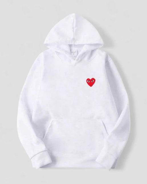 Women's Casual Pullover Hoodie with Embroidered Heart Design