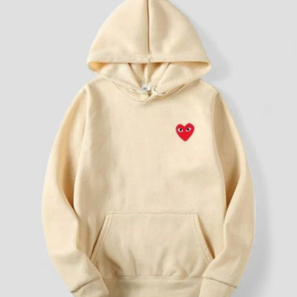 Women's Casual Pullover Hoodie with Embroidered Heart Design