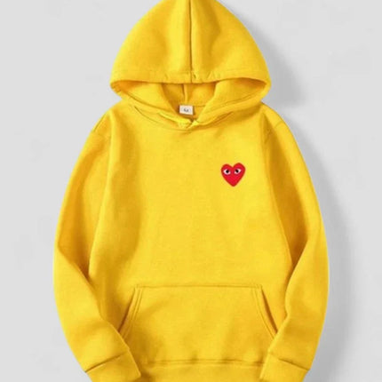 Women's Casual Pullover Hoodie with Embroidered Heart Design