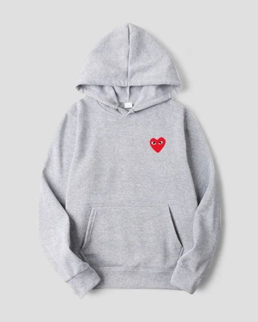 Women's Casual Pullover Hoodie with Embroidered Heart Design