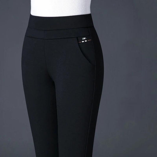 Women's High-Waisted Stretch Leggings with Faux Pocket Detail