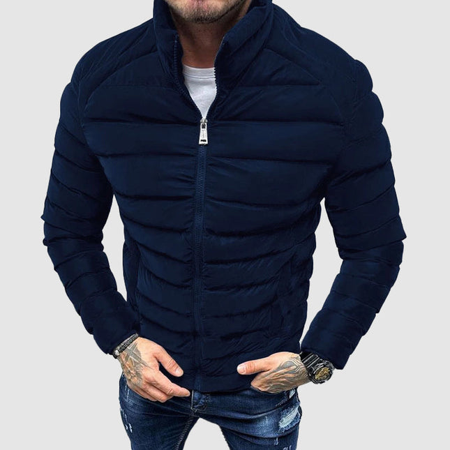 Men's Puffer Jacket Quilted Insulation High Collar Fitted Style