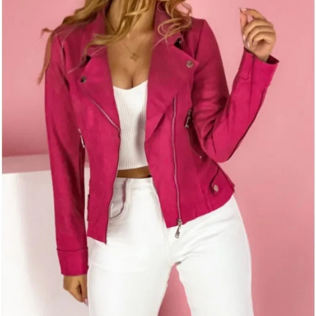Women's Biker Jacket Suede Lightweight
