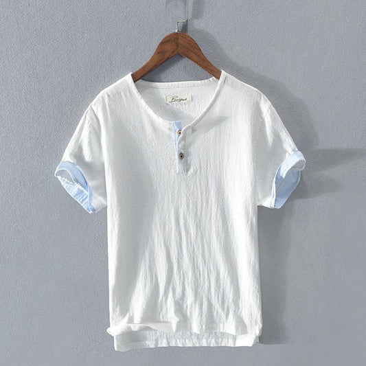 Men's Short Sleeve Henley Shirt Lightweight Cotton Casual Fit