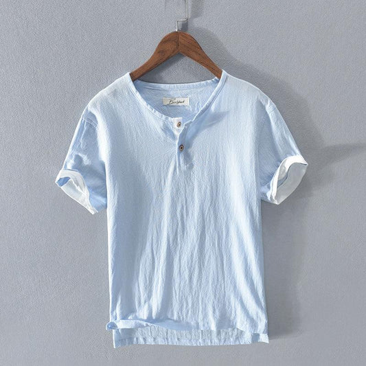 Men's Short Sleeve Henley Shirt Lightweight Cotton Casual Fit