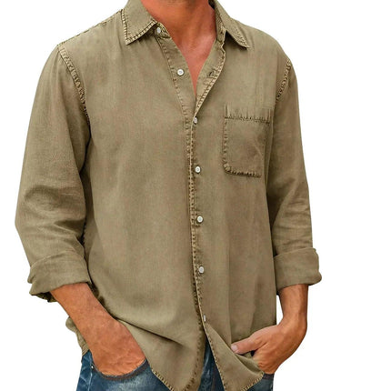Men's Casual Long-Sleeve Shirt Cotton