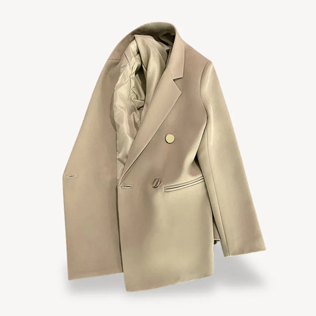 Women's Double-Breasted Blazer Formal Jacket