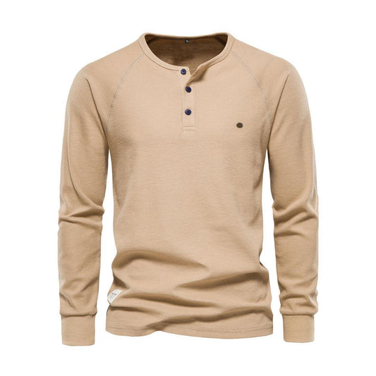 Men's Casual Long Sleeve Shirt Cotton Blend Khaki