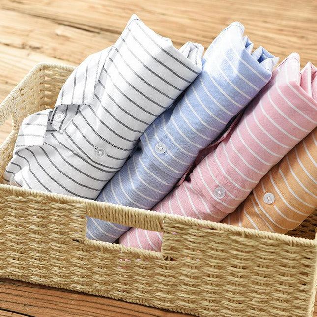 Men's Striped Button-Up Shirt Cotton Blend Relaxed Fit