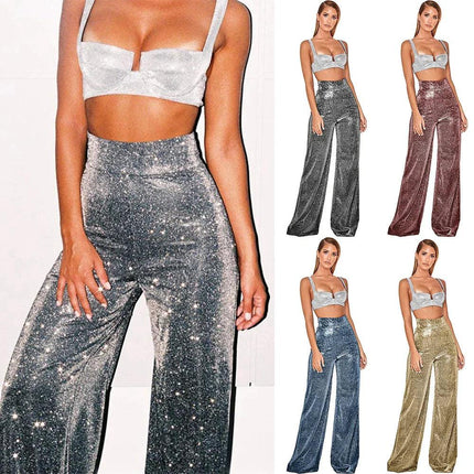 Women's Wide-Leg Trousers Metallic Shimmer