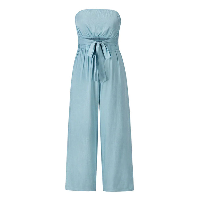 Women's Strapless Jumpsuit with Elastic Waist