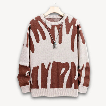 Men's Knit Sweater Wool Graphic Crewneck