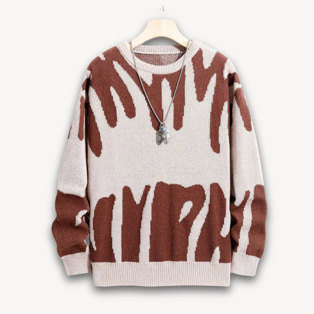 Men's Knit Sweater Wool Graphic Crewneck