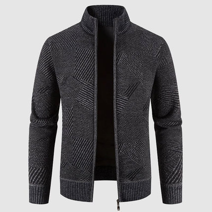 Men's Thick Knit Geometric Cardigan Jacket