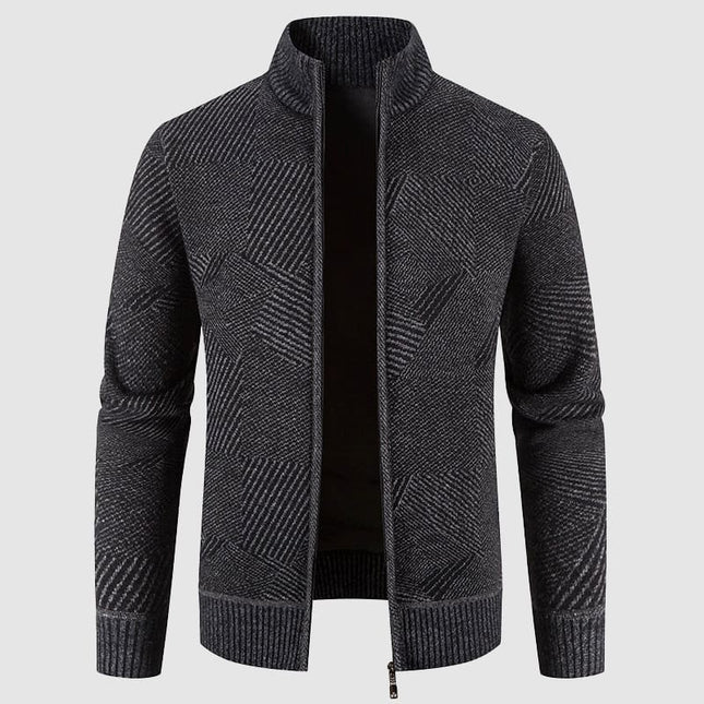 Men's Thick Knit Geometric Cardigan Jacket