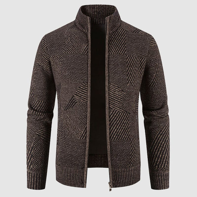Men's Thick Knit Geometric Cardigan Jacket