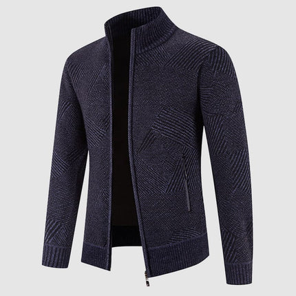 Men's Thick Knit Geometric Cardigan Jacket