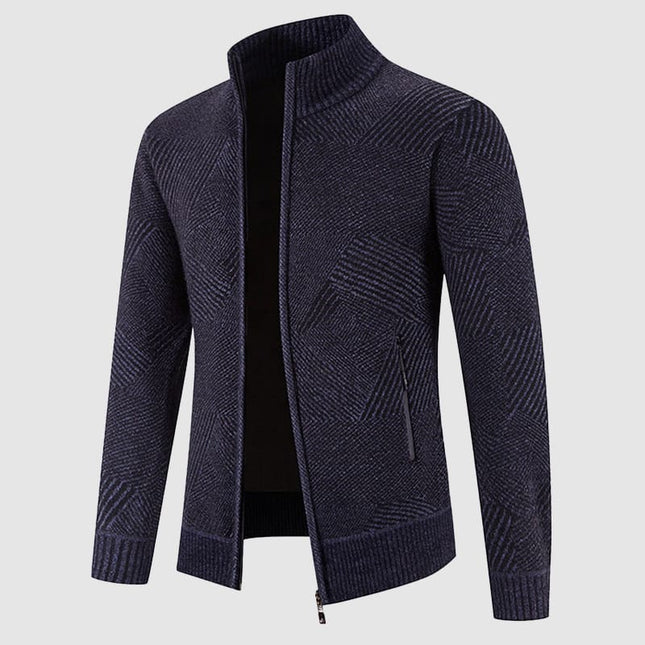 Men's Thick Knit Geometric Cardigan Jacket