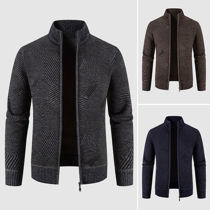 Men's Thick Knit Geometric Cardigan Jacket