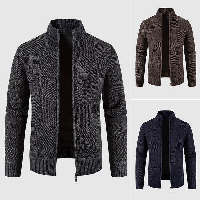Men's Thick Knit Geometric Cardigan Jacket