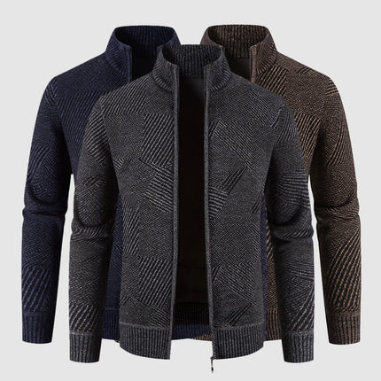 Men's Thick Knit Geometric Cardigan Jacket