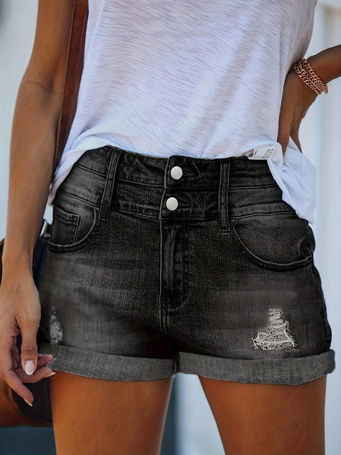 Women's High Waist Distressed Denim Shorts