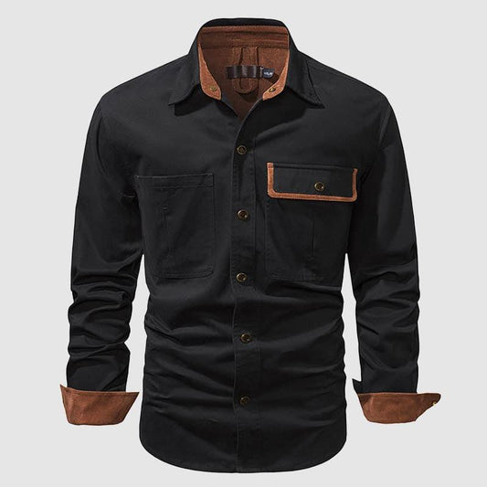 Men’s Long Sleeve Button-Up Shirt 100% Cotton Classic Collar