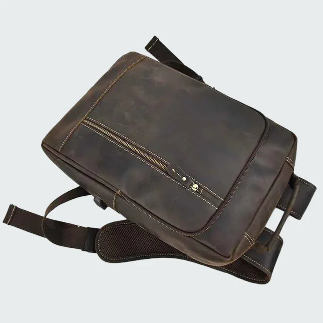 Men's Leather Backpack Contemporary Style