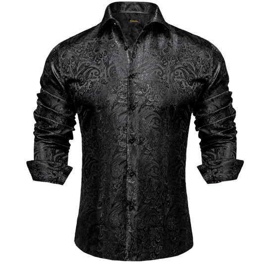 Men's Loose-Fit Shirt with Standing Collar