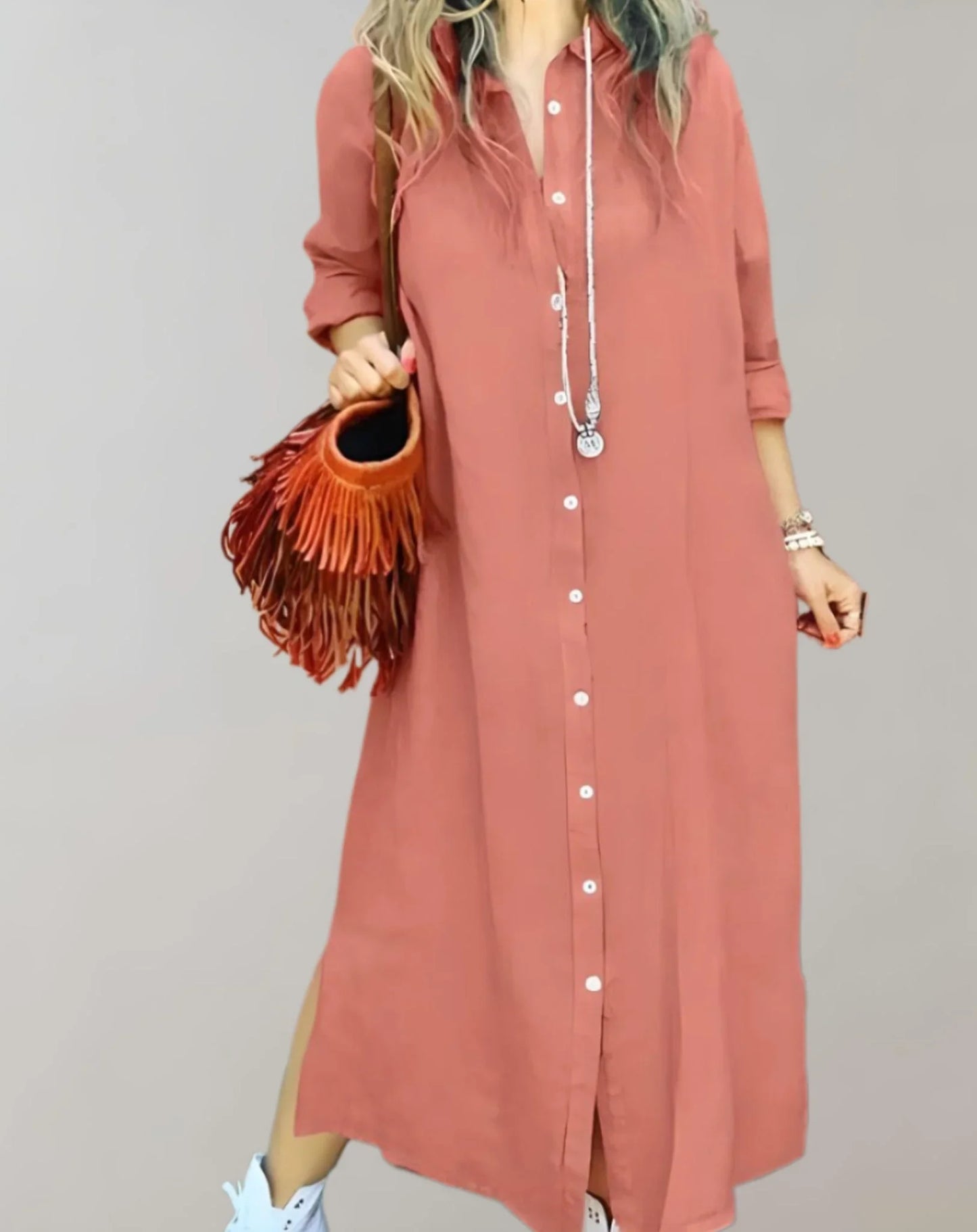 Women's V-Neck Maxi Dress - Sleeveless Summer Outfit