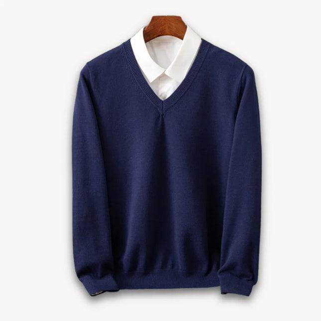 Men's V-Neck Cashmere Sweater - Slim Fit, Soft & Lightweight, Casual & Formal Wear