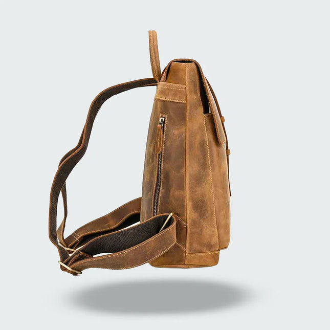 Men's Leather Flap Backpack