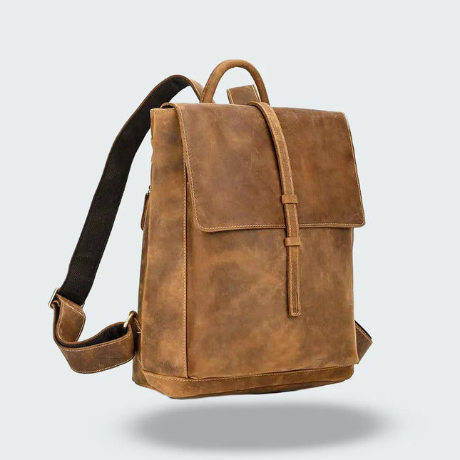 Men's Leather Flap Backpack