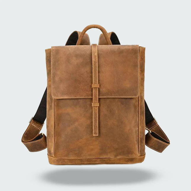 Men's Leather Flap Backpack