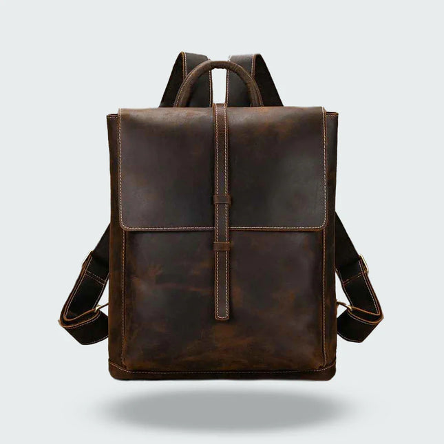 Men's Leather Flap Backpack